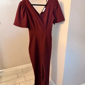 Socialite Burgundy Long Jumpsuit